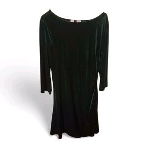 VTG Signature Collection XL Velvet Emerald Green Midi Dress Holiday Christmas 90
